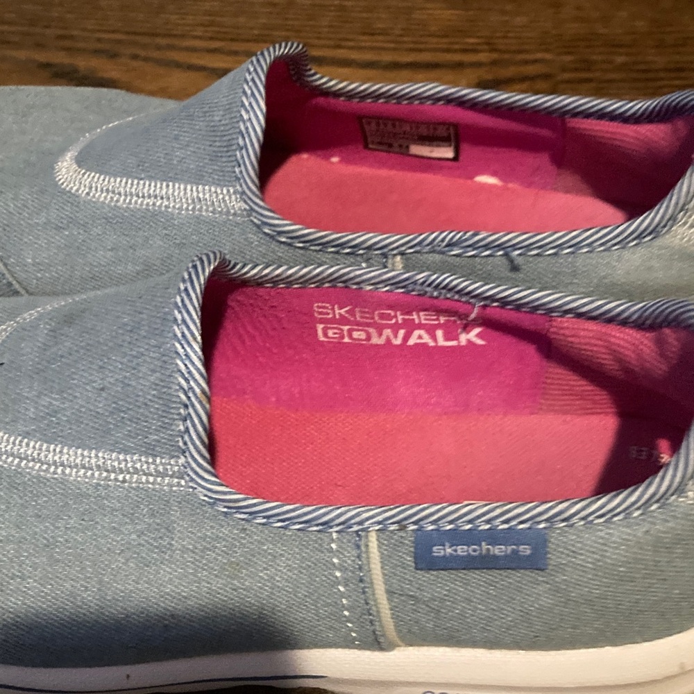 Skechers Denim Blue Slip-On Sneaker Air cooled Goga mat - Picture 4 of 5